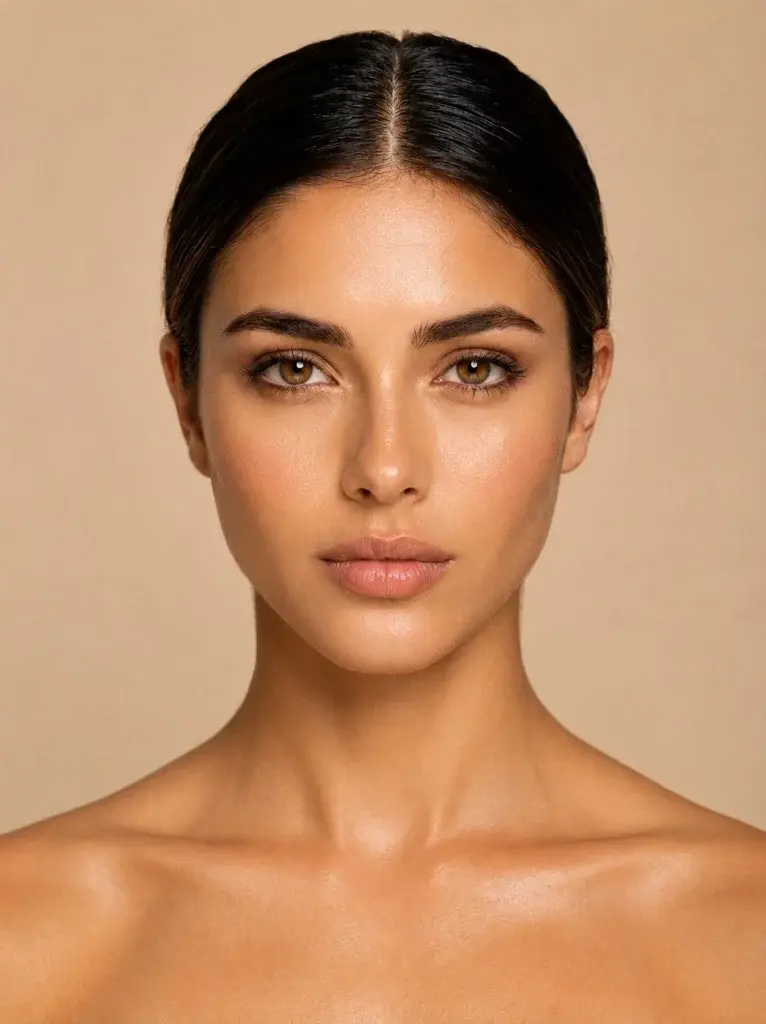 Retrato editorial de rostro armónico — cirugía plástica facial